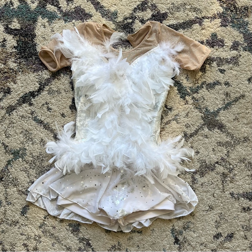 Custom White Feather Dance Costume